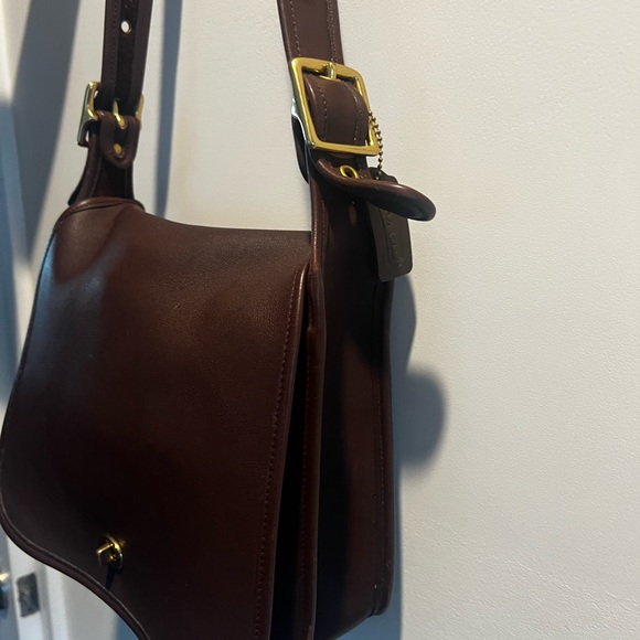 SOLD!!!😢Vintage Leather Coach Stewardess Handbag Chocolate Brown 9525 (1996) - Picture 2 of 9